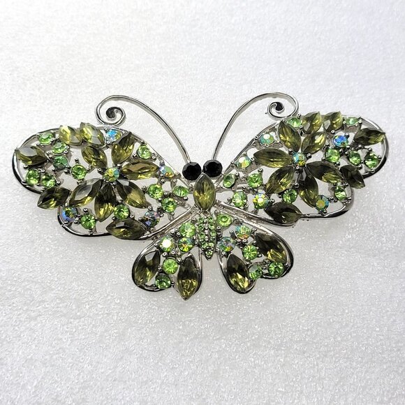 Large Green Butterfly Brooch Pin - Picture 10 of 12